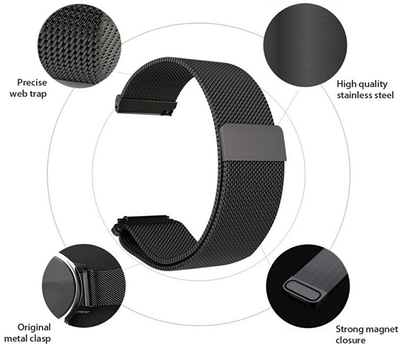 Rrip për orë të mençur 4wrist Samsung Galaxy Watch, i zi, 22 mm