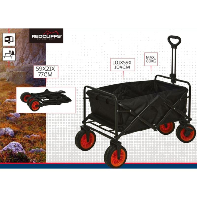Karrocë palosëse RedCliffs Folding Wagon, 101x59x104cm, mban gjer 80 kg, e zezë