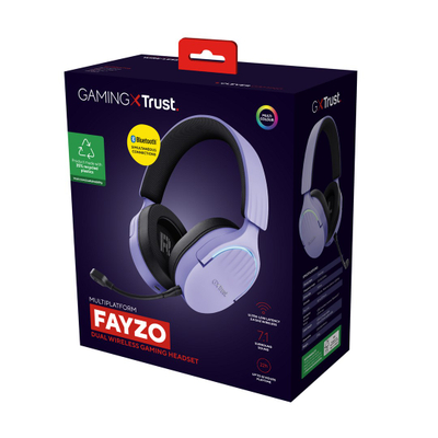 Гејминг слушалки Trust GXT491 Fayzo, безжични, over ear, виолетови