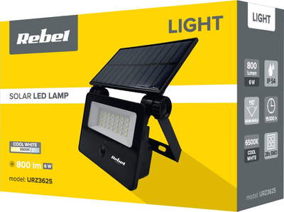 Reflektor solar LECHPOL, me sensor nate dhe lëvizjeje, i zi