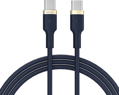 Kabllo USB C në USB C Vayox VA0062, 1m, 3A karikim i shpejtë, blu e errët