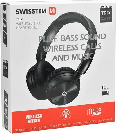 Kufje Bluetooth Swissten Comfort Trix Micro FM, pa tela, me mikrofon, të zeza