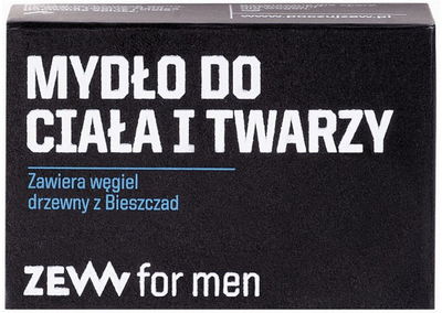 Sapun për trup dhe fytyrë Zew for Men me qymyr druri, 85 ml