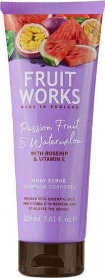Skrab trupi Fruit Works Passion Fruit &amp; Watermelon, me vaj trëndafili t’egër, 225 ml
