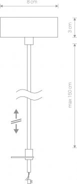Rozetë tavan për shina Nowodvorski Profile Power 9238, kabllo 150 cm, e zezë