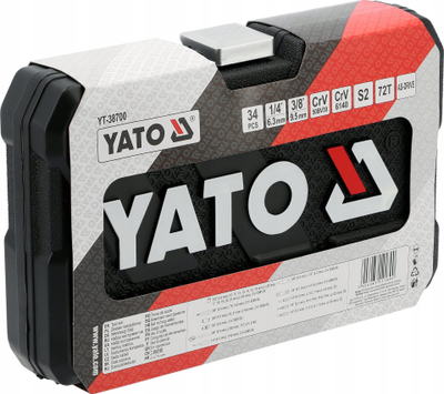 Set çelësash Yato YT, 34 copë, 1/4" 3/8", gri