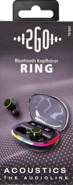Kufje Bluetooth 2GO Acoustic Ring, True Wireless Stereo, të zeza