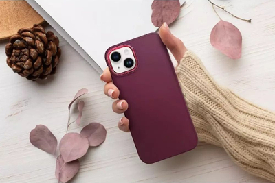 Mbulesë telefoni Frame Case për iPhone 14, kornizë e ngritur te kamera, material kundër rrëshqitjes, vjollcë