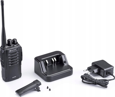 Radio dore dy-drejtimëshe Midland G10 Pro PMR446, bateri 1200 mAh, karikues tavoline, e zezë