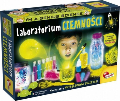 Set edukativ Lisciani Laboratory of Darkness Im a Genius, shkencor për kalamaj 7+, shumëngjyrësh