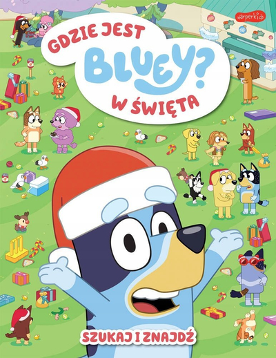 Libër për kalamaj Bluey Where Is Bluey at Christmas Search and Find, aktivitet kërko dhe gjej, në anglisht