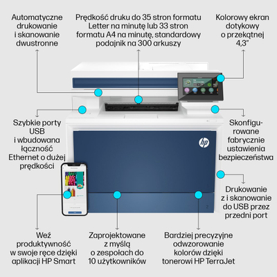 Мултифункционален уред HP LaserJet Pro 4302fdw, A4, ласерски, бел