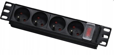 Panel shpërndarës 10" LEXI Net, 4x 230V, ekran tensioni, 1U, i zi