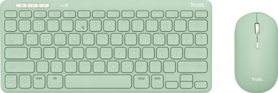 Set tastiere dhe mausi Trust Lyra Multi-Device, pa kabllo Bluetooth 2.4 GHz, QWERTY US, jeshile pastel