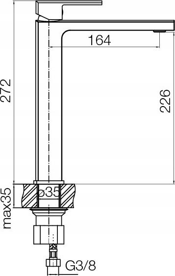 Rubinet lavamani Valvex V Standing, me një levë, i zi mat