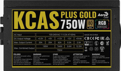 Burim energjie Aerocool KCAS Plus Gold AEROPGSKCAS+RGB750-G ATX, 750W