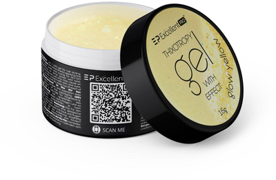 Xhel ndërtues për thonj Excellent Pro Glow Yellow, 15g, pastel i verdhë me grimca shkëlqimi