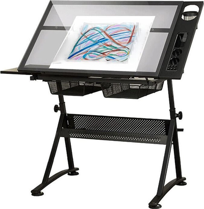 Маса за цртање DNA PRO DESK 1, 120x60 cm, прилагодлива висина, проѕирно стакло
