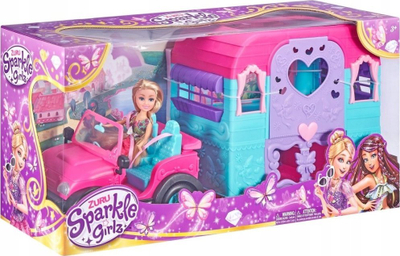 Set lodrash Zuru Sparkle Girlz Doll With Jeep and Caravan, me karavan hapës, shumëngjyrësh