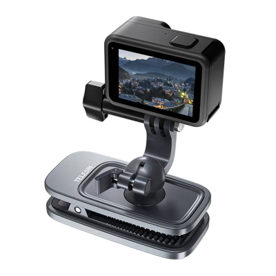 Mbajtëse shpine për kamera sportive Telesin GP-JFM-009, rrotullim 360°, magnetike, gri