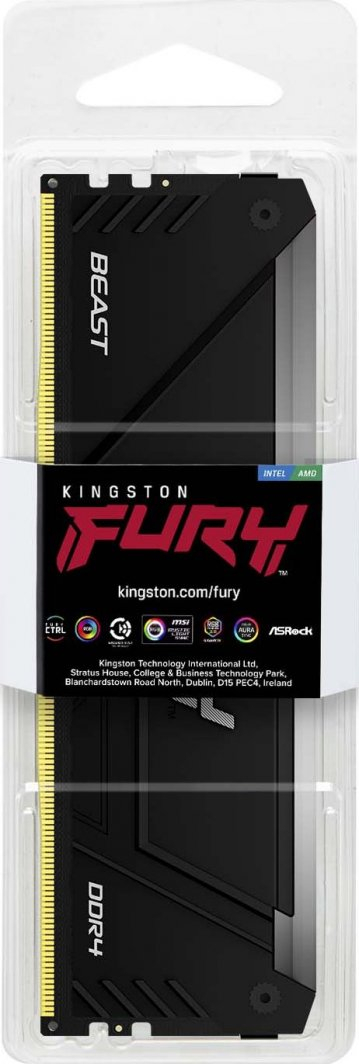 Memorie Kingston Fury Beast RGB, DDR4, 8 GB, 3200 MHz, CL16, KF432C16BB2A/8