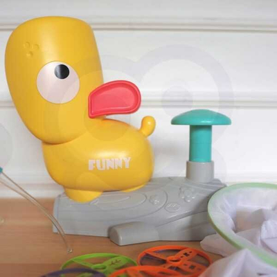 Lodër frisbi Woopie Disc Launcher, set me disqe dhe rrjeta, e verdhë