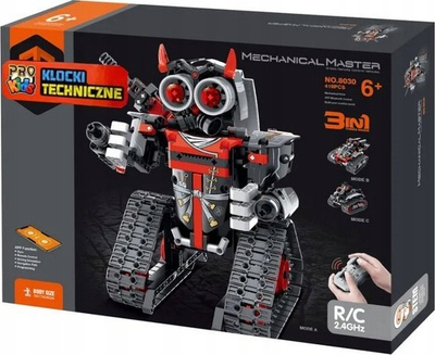 Lodër ndërtime robotike Technical Blocks 3 in 1 Robot Car, 419 copa, me telekomandë, e kuqe