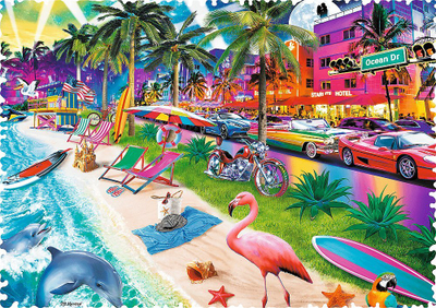 Puzzle Trefl Crazy Shapes Miami Beach, 600 copa, shumëngjyrësh