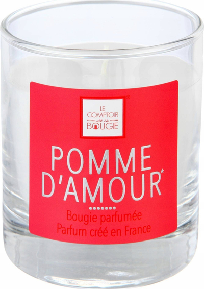 Ароматична свеќа Atmosphera Les Gourmandes Red Candy Apple, со аромат на црвено јаболко, црвена