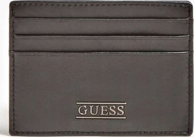 Portofol Guess New Boston, lëkurë, për karta krediti, i zi
