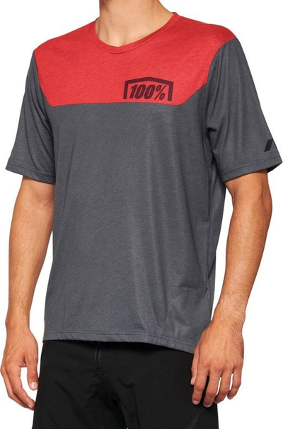 Bluzë çiklizmi 100% Airmatic, mëngë të shkurtra, për meshkuj, charcoal racer red, XL