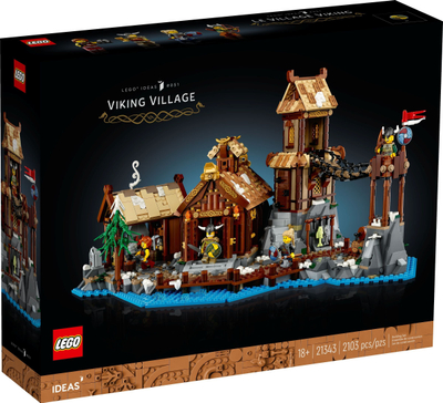 Lodër ndërtimi LEGO Ideas, fshati viking 21343, 2100 copa, shumëngjyrëshe