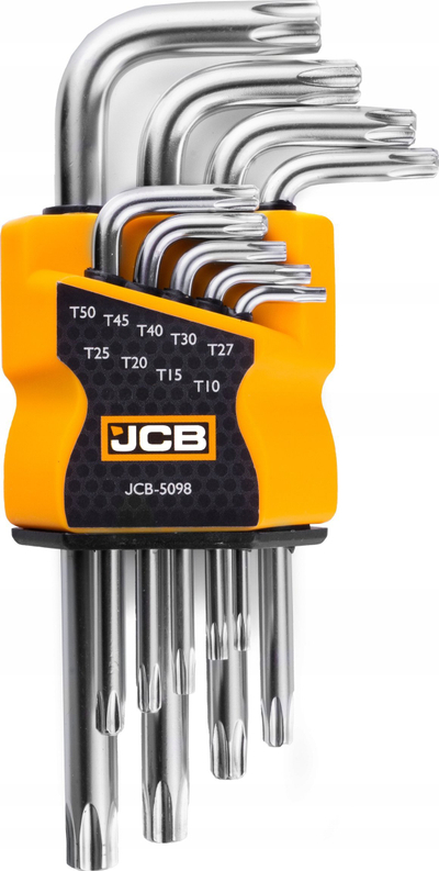 Set çelësa TORX JCB JCB-5098, 9 copa, T10H-T50H, çelik Cr-V