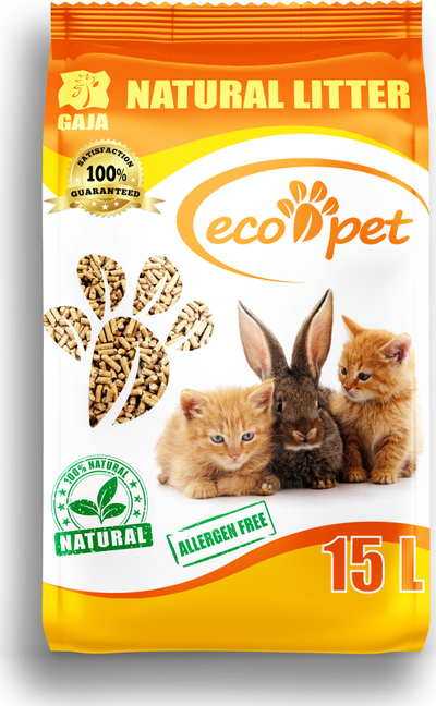 Rërë higjienike për mace Gaja Eco-Pet Natural, 100% natyrale, pelet druri, 15L