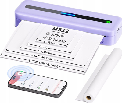 Printer etiketash Phomemo M832, 300x300dpi, Bluetooth USB, vjollcë
