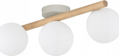 Плафонјера TK Lighting Estera, опално стакло, 3 светилки G9, природно дрво