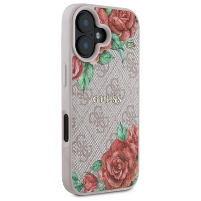Kllëf telefoni Guess 4G Flower Hardcase, me MagSafe, për iPhone 16 6.1", rozë