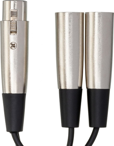 Kabllo audio Hosa YXM121, XLR3 femër në 2 XLR3 meshkuj, 30 cm, e zezë