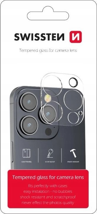 Stikël mbrojtëse Swissten për kamerën e Apple iPhone 16, 9H, 0.3mm, transparente