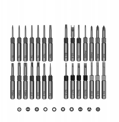 Set kaçavidash precize YENKEE YPT 02, 42 bitë, trup alumini, gri