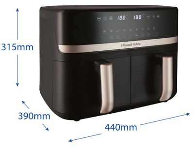 Fritezë ajrore Russell Hobbs Satisfry Dual Basket 27680-56, 9L, panel me prekje, e zezë