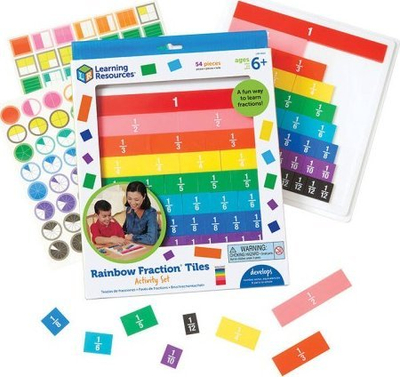 Set edukimi Learning Resources Rainbow Fraction Tiles, 54 copa, me tabaka, shumëngjyrësh