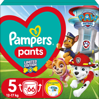Pelena tërheqëse Pampers Pants Paw Patrol, madhësia 5, 12–17 kg, 66 copë