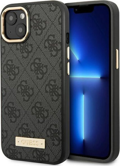 Klliko Guess 4G Logo Plate MagSafe për iPhone 14 Plus 6.7", e zezë
