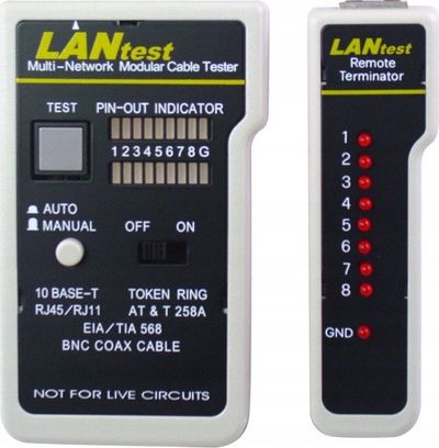 Testues kabllosh RS PRO, koaksial dhe RJ45, me LED