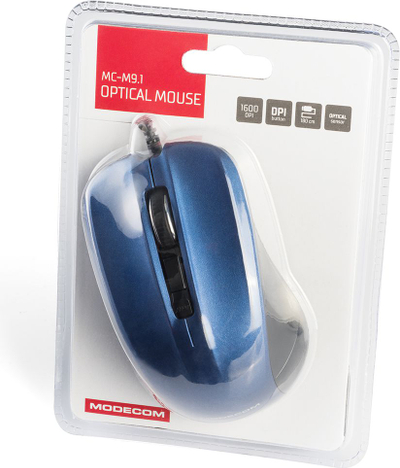 Mouse Modecom MC-M9.1 me kabllo USB, 1600 DPI, blu