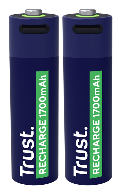 Bateri të rikarikueshme AA Trust Recharge, 1700mAh, USB C, paketë 2 copë