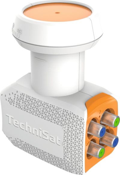 LNB satelitor TechniSat UNIX Quad, 4 dalje, UHD 4K, bardh e portokalli