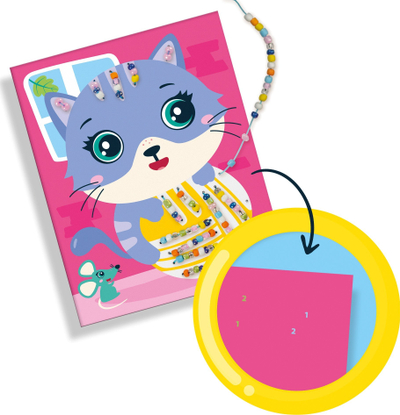 Set kartolina me rruza qelqi Djeco Glass Beads Embroidery Cards, 4 copë, për kalamaj, shumëngjyrëshe