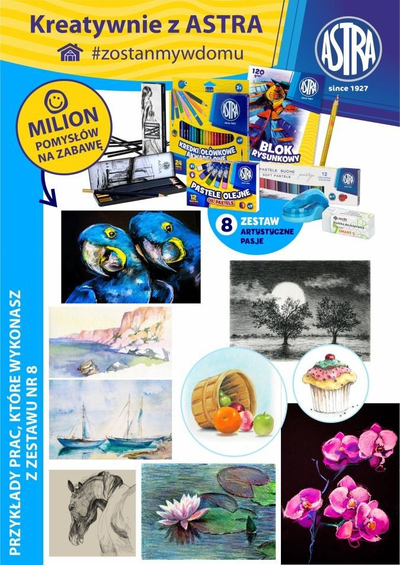 Set vizatimi Astra Artistic Passions, qymyr edhe pastel, bllok A4 120g, me shum ngjyra